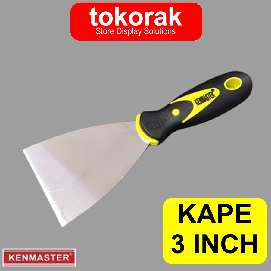 KENMASTER KAPE 3 INCH STAINLESS GAGANG KARET - SCRAP PUTTY KNIFE