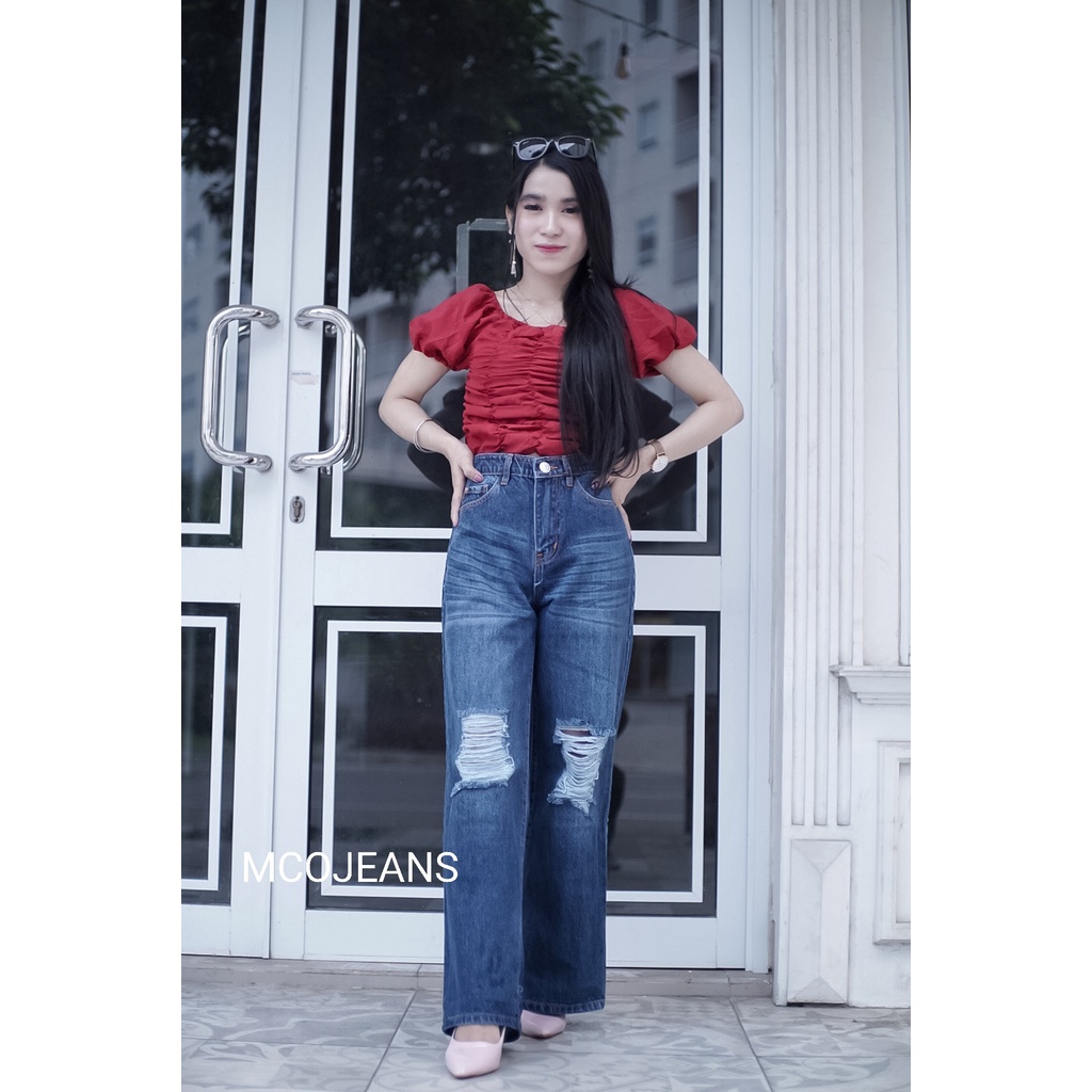 MCO - Celana Wanita - Hotty Cullote Melysa Ripped - Kulot Jeans Wanita - OOTD SZ 27-34