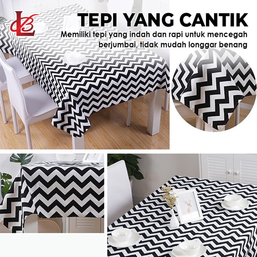 Taplak Meja Makan Ruang Tamu Anti Air Pvc Ukuran Besar 152x120 Motif Modern Motif Zig Zag  / Taplak Meja Makan Kotak Ruang Tamu Anti Air Tebal Premium Motif Zig Zag (D10-3B)