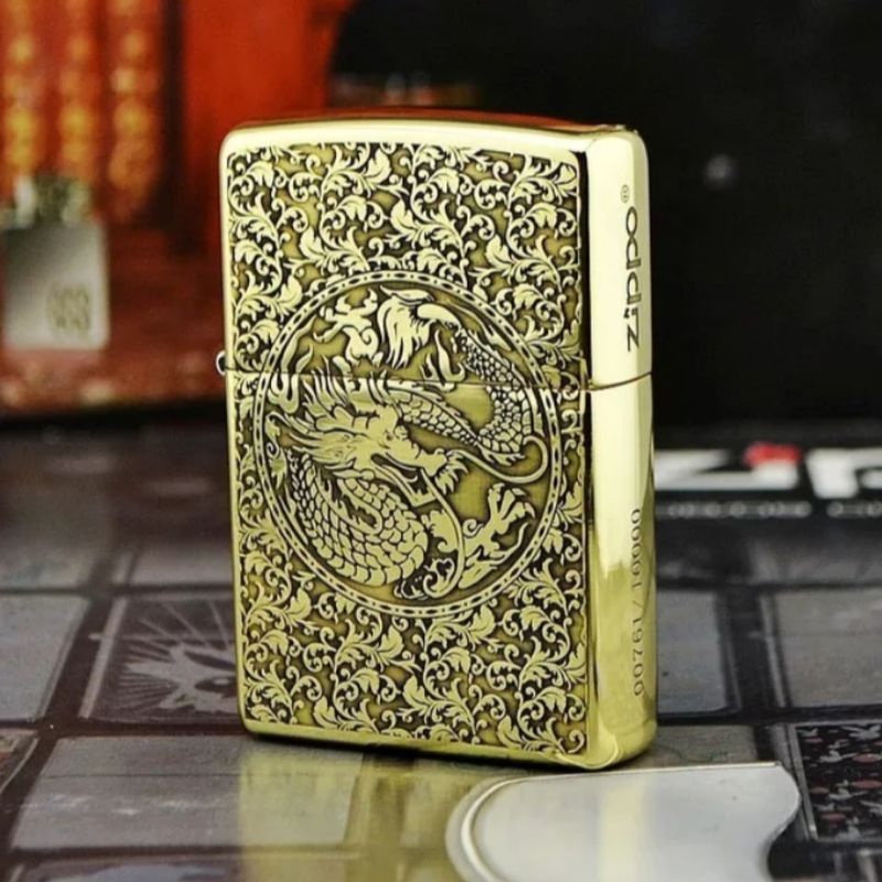 Zippo gold Motif Grafir dragon 5 Side Zippo Motif BATIK NAGA Zippo Motif Premium