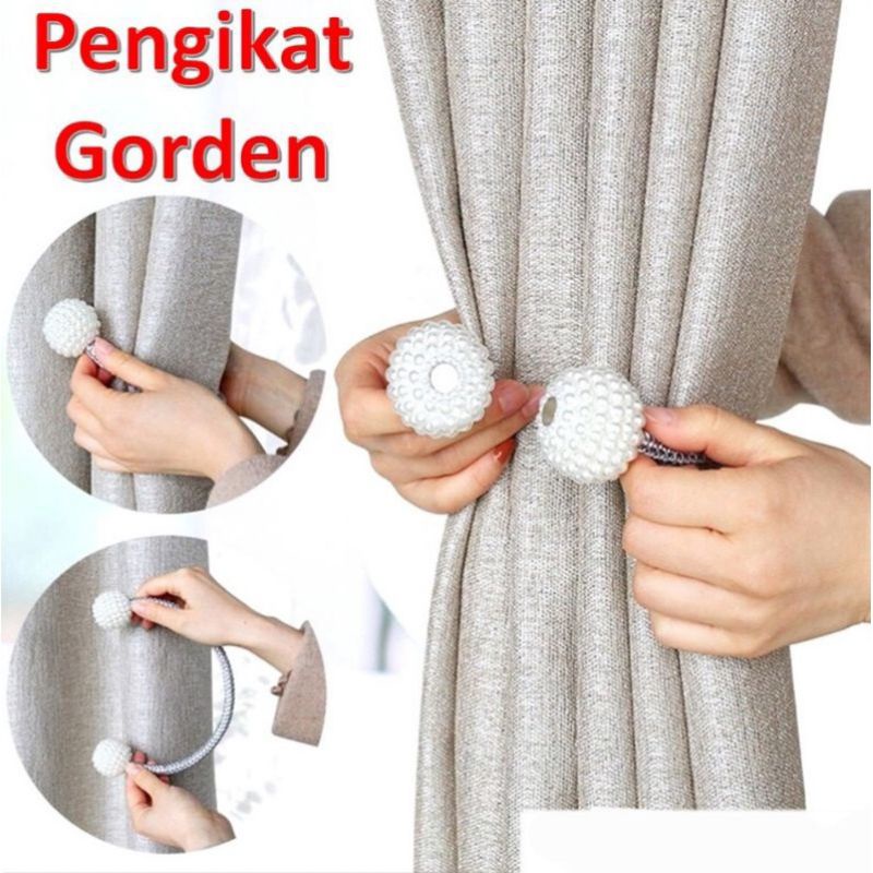 1 Pcs Tali Penikat Gorden Magnet Mutiara Import Pengait Gorden Magnetic Curtain Tirai Promo