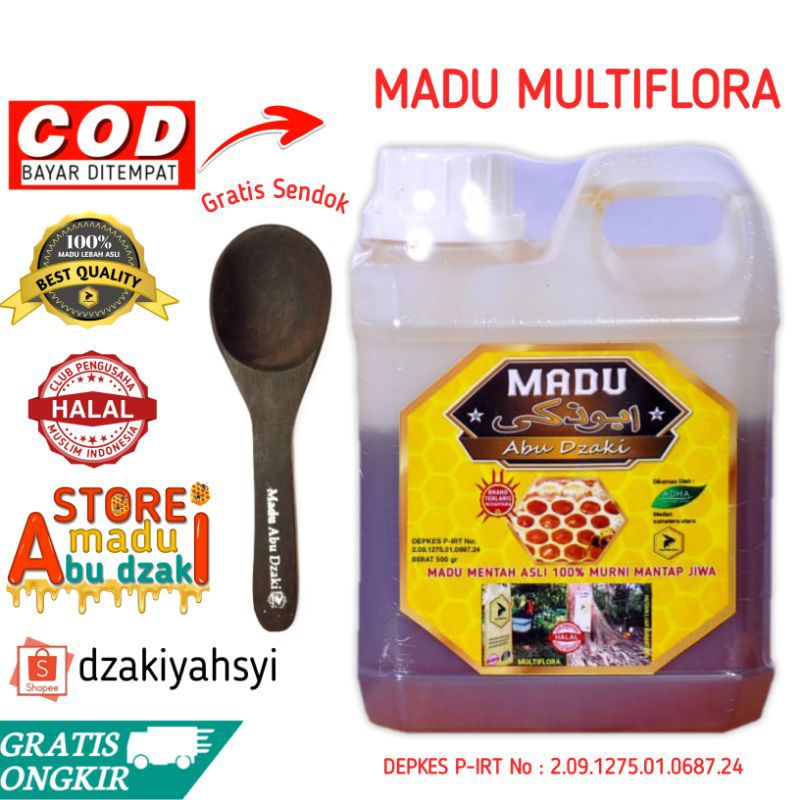 

madu hutan asli Abu Dzaki madu murni multiflora gratis sendok madu kayu