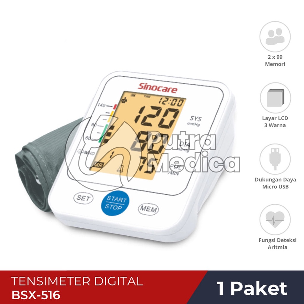 Sinocare Tensimeter Digital BSX516 / Tensi Lengan Elektronik / Alat Ukur Tekanan Darah / Automatic Blood Pressure Monitor