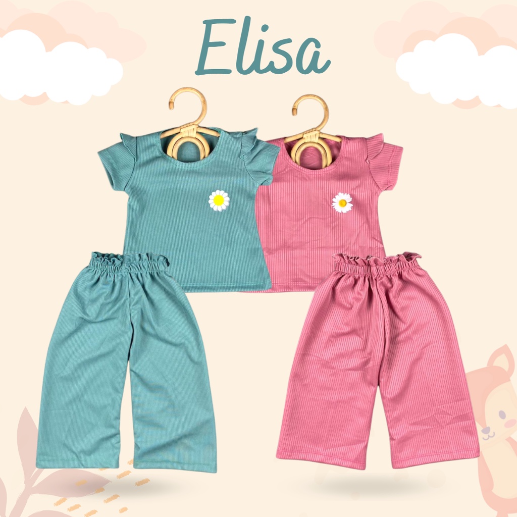 1-5TH SETELAN ANAK PEREMPUAN ELISA ONE SET ANAK RIB CELANA PANJANG