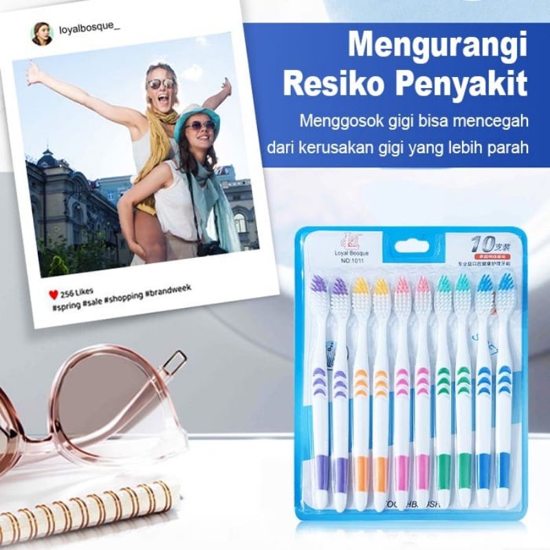 Medan Termurah isi 10 pcs Sikat gigi dewasa bulu lembut import