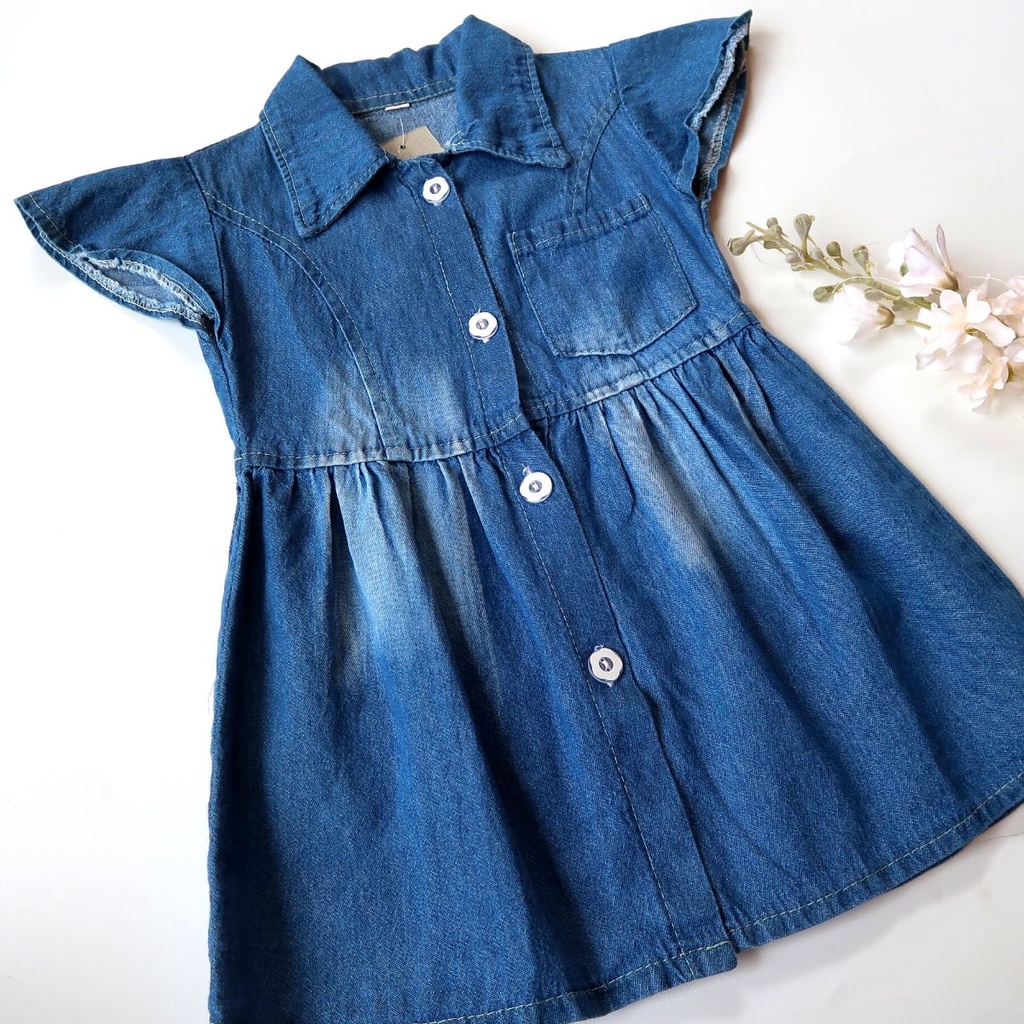 Dress Anak Perempuan / Dres Anak Perempuan / Dress Jeans Anak Full Kancing By Laurakids 1-4 Tahun