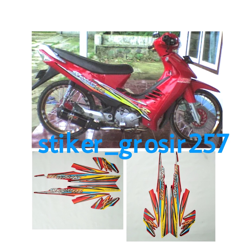 STIKER STRIPING LIS BODY SHOGUN 125 R 2004 MERAH