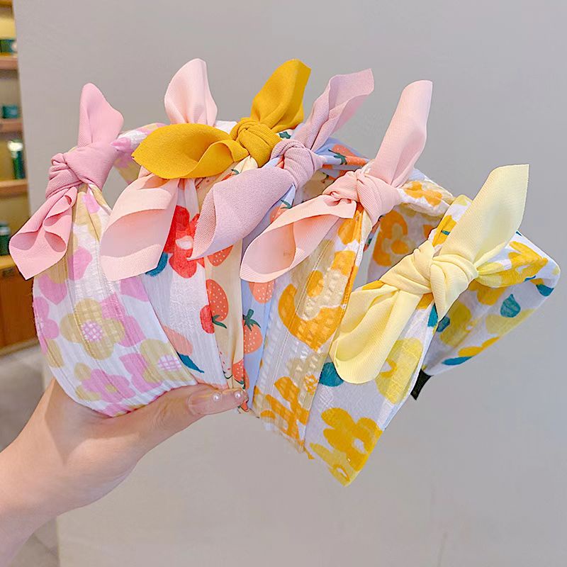 (Hello Girl)B19 Bando Anak Model Simpul Motif Strawbery Gaya Korea Import