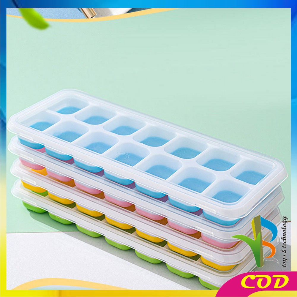 RB-C532 Cetakan Es Batu Dengan Tutup Bentuk Kotak Bahan Silikon Serbaguna / Ice Cube Tray 14 Slot / Cetakan Coklat Pudding Jelly