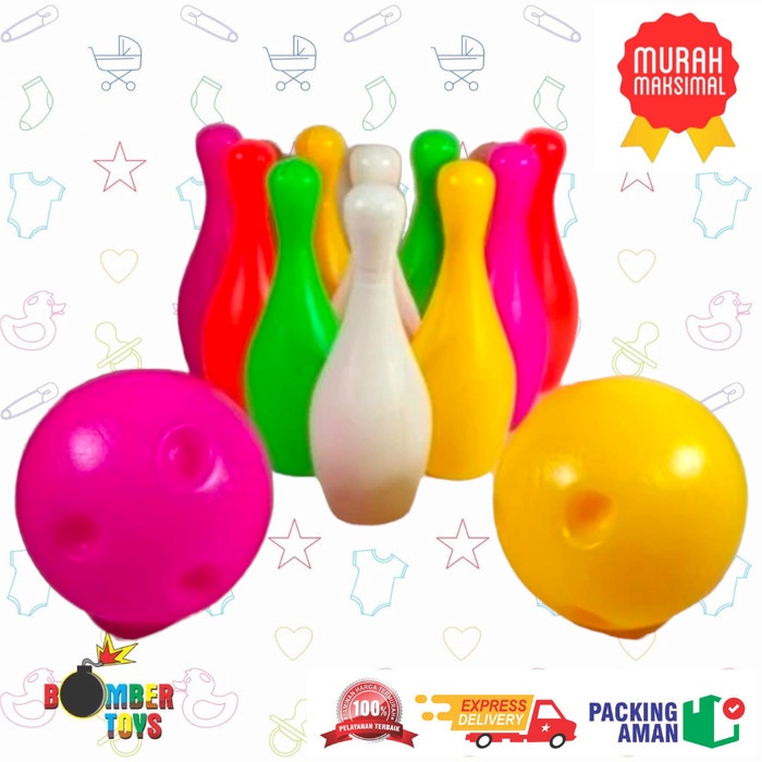 Mainan Bola Bowling Anak TERMURAH isi 10 pcs warna cerah edukasi kreatif MURAH MERIAH PIN BR-552