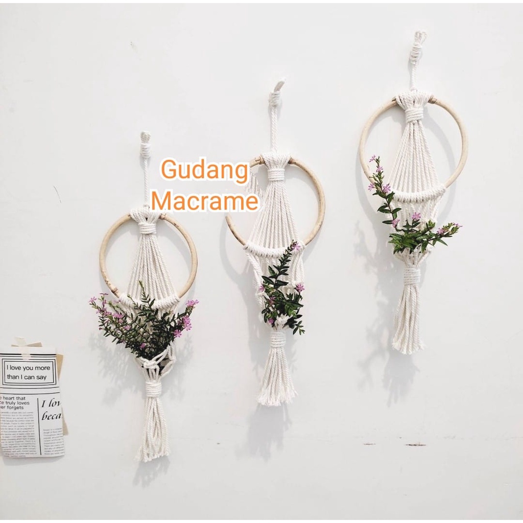 Macrame - Pot hias - Pot bunga kering - Pot bunga hias - Pot gantung - Dekorasi ruangan - Pot aesthe