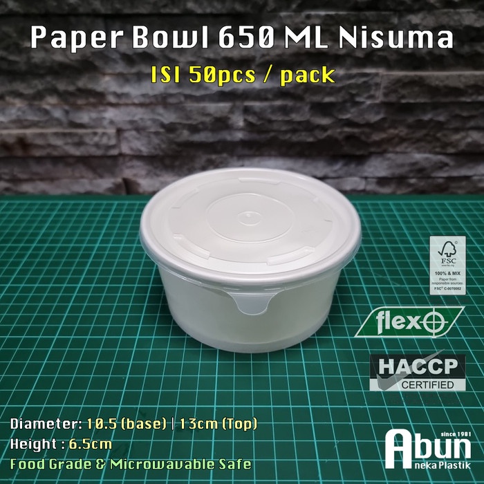 Paper Bowl 650 Ml (Nisuma) Isi 50Pcs