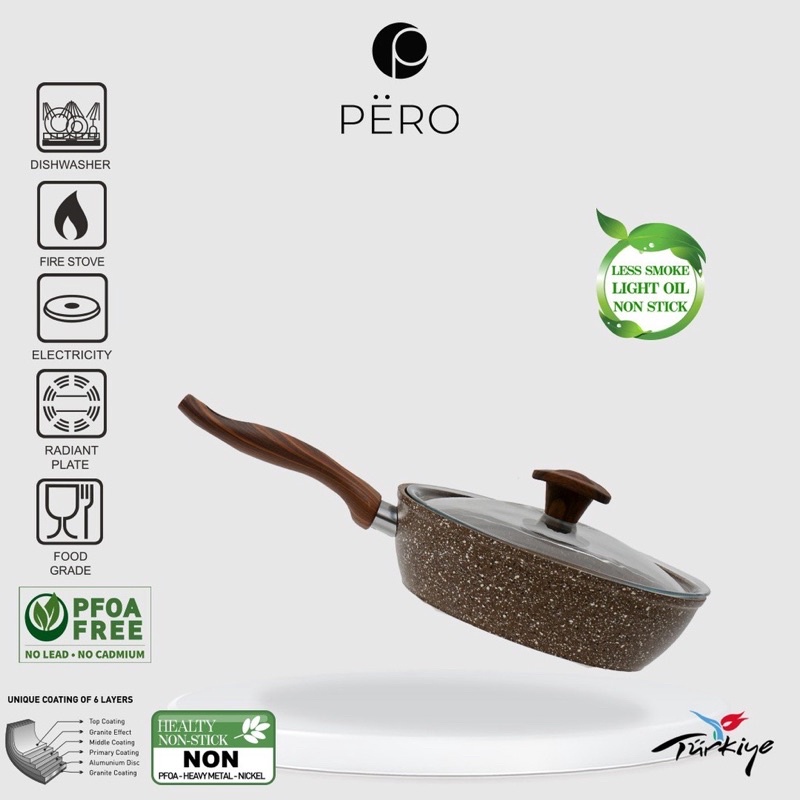 PERO DEEP FRYING PAN NON STICK GRANITE 6 LAYERS / WAJAN PENGGORENGAN DEEP FRYING ANTI LENGKET