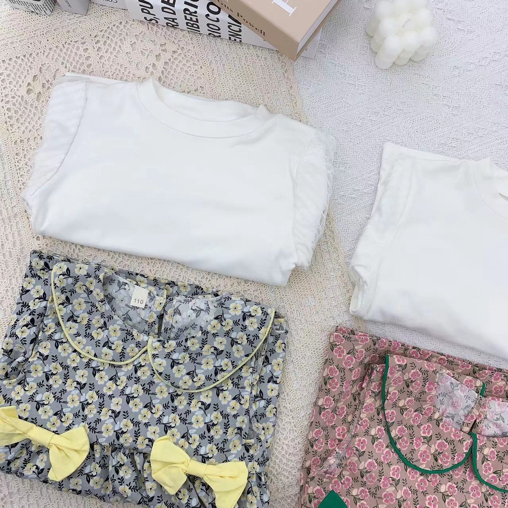 【Baru Datang】(0-4 Tahun )QZ-106 Dress Anak Cewek premium + Baju Lengan Panjang Motif Bungga TERMURAH