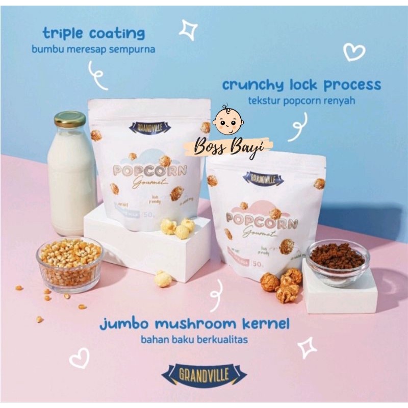 GRANDVILLE - Popcorn Gourmet 50gr / Popcorn Kids Friendly / Snack Cemilan Anak