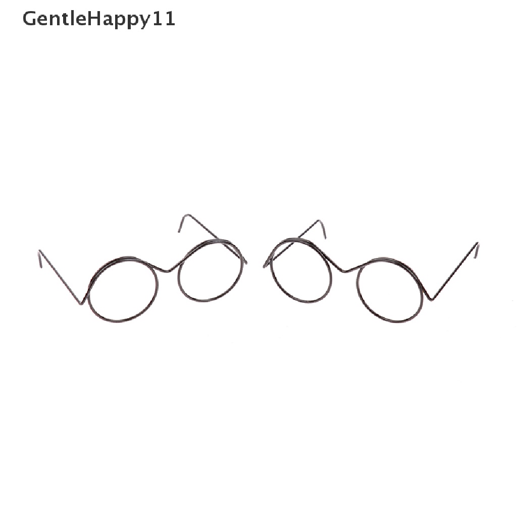 Gentlehappy1per2 /5 /10Pcs Fashion Bingkai Bulat Tanpa Lensa Retro Kacamata Boneka Keren Untuk Boneka id