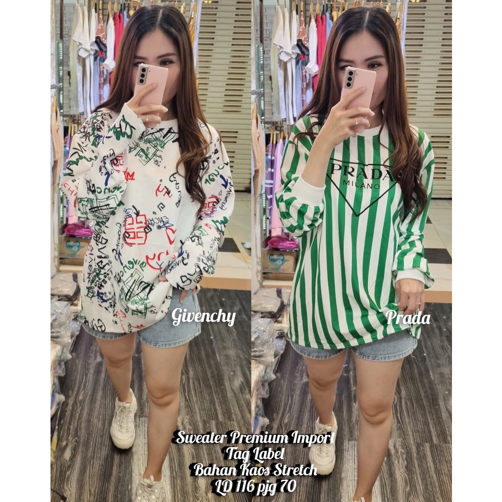 [Branded] Sweater Premium Wanita Kaos Stretch Import