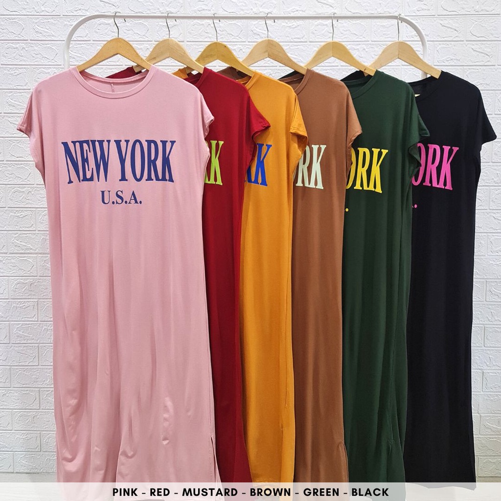 4628 newyorkie basic cotton spandex midi dress