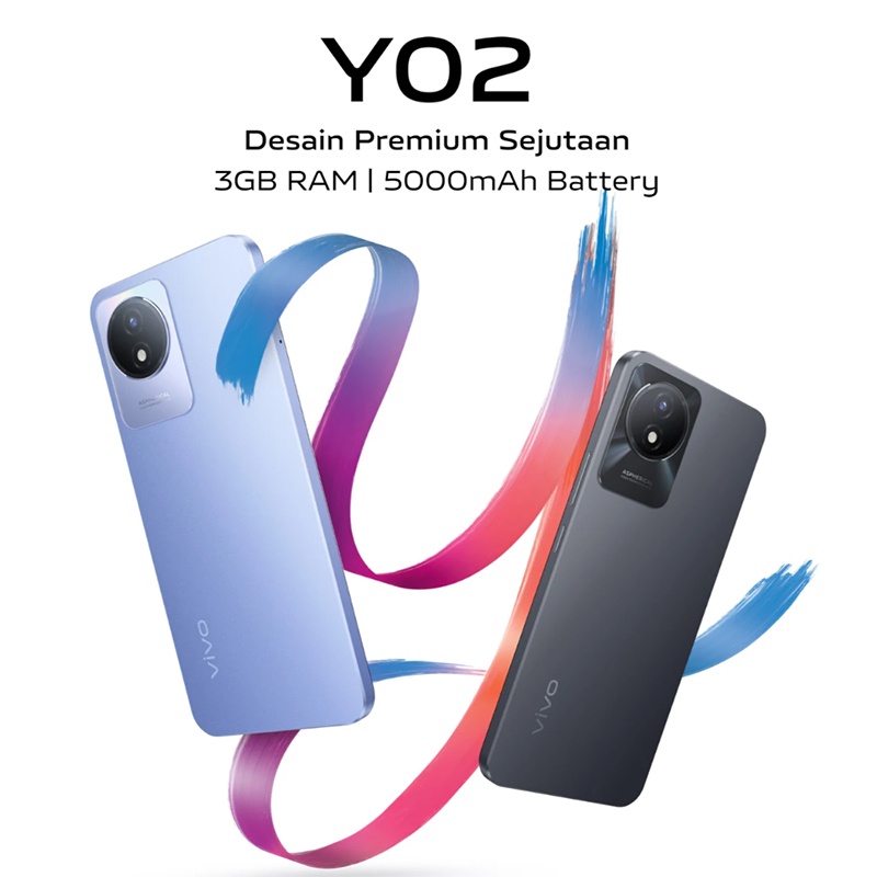 Vivo Y02 RAM 3GB ROM 32GB 6.51inci Kamera 8MP Baterai 5000mAh 10W FastCharge Garansi Resmi 100% asli