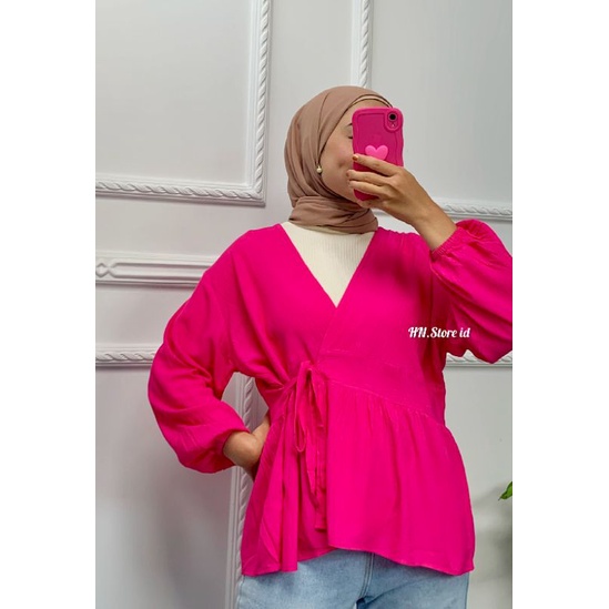 Kimono Blouse Wanita Crinkle Rayon Premium