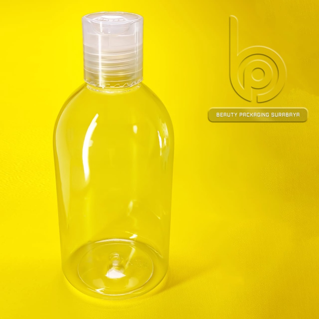 Botol plastik 250ml Oval bening tutup presstop