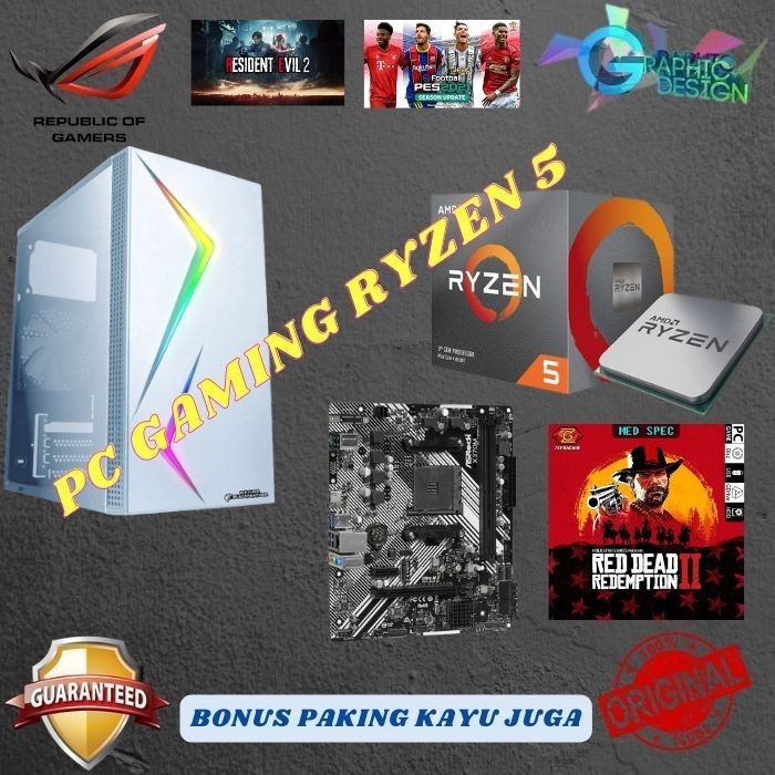 PC GAMING AMD RYZEN 5 4600G SUDAH 6CORE 12THREADS FULL SET SIAP PAKAI