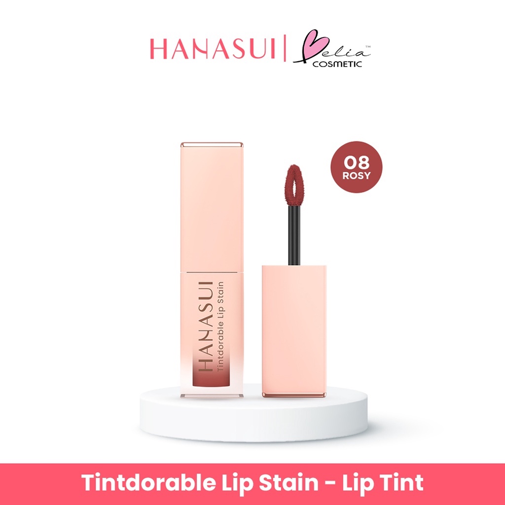❤ BELIA ❤ HANASUI ✔️BPOM BOBA Mattedorable Lip Cream Tintdorable Lip Tint | Lip Stain | Lipstick dual function bibir blush on lip and cheek-HNSUI L.TINT 08Rosy