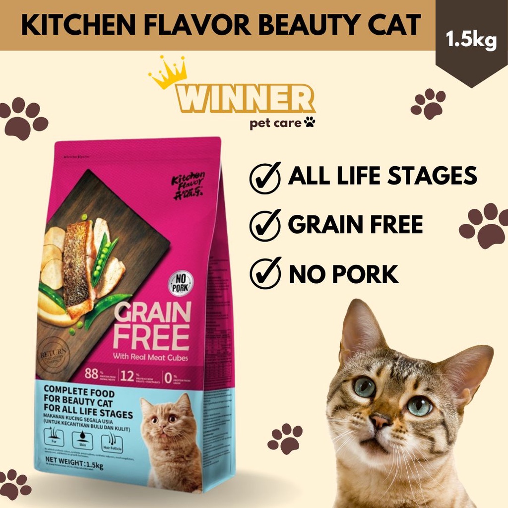 Kitchen Flavor Grain Free Beauty Cat Food All Life Stages Freshpack 1.5kg