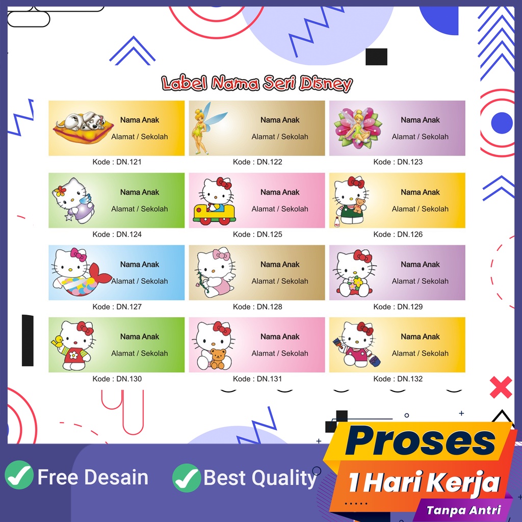 

Stiker Nama Buku Mata Pelajaran Sekolah (Mapel) Custom Cartoon disney
