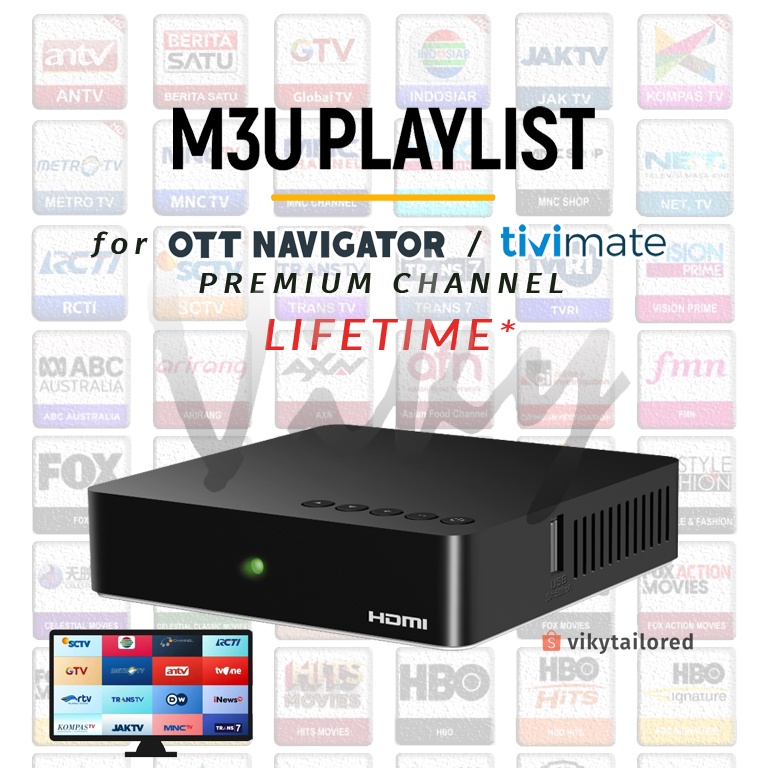 Jual STB TV Box Android TV M3U IPTV Channel Lengkap / M3U Playlist for OTT Navigator, TiviMate