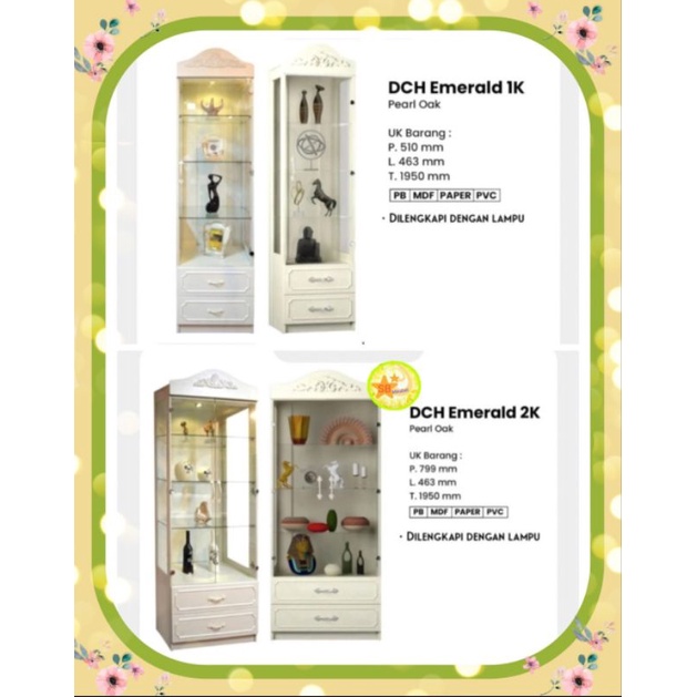 LEMARI KACA PAJANGAN PUTIH MINIMALIS