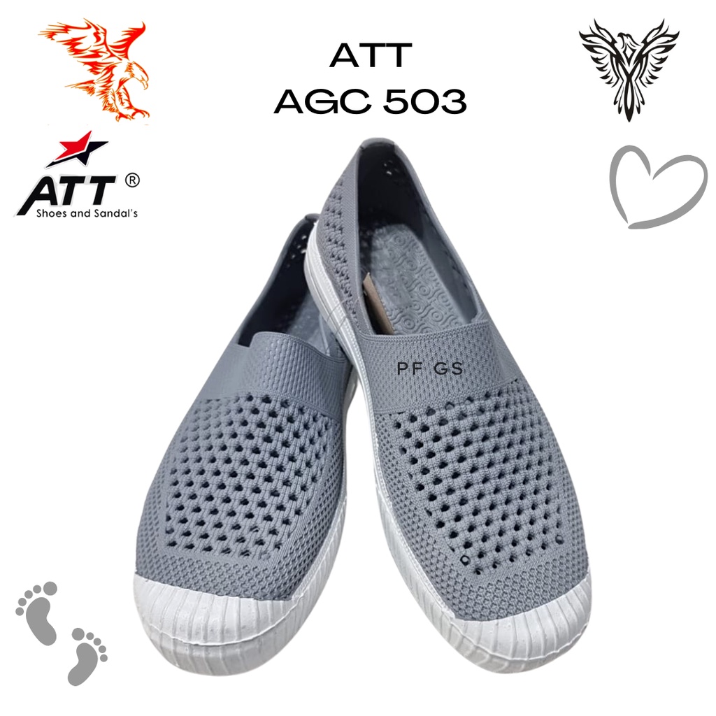 Sepatu Slip ON Wanita ATT AGC 503 Model Jaring Karet Trendy Anti Air Lentrur 37-40