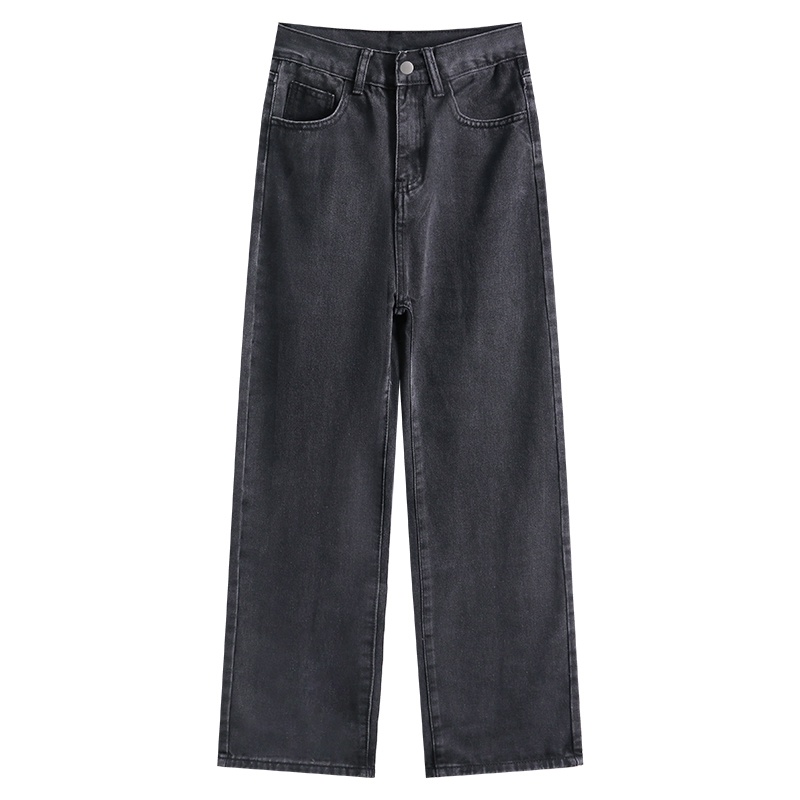 Kelabu hitam / Biru muda Celana Kulot Jeans Highwaist Loose Jeans Wanita Hot Sale 【THE GOOD SISTERS】