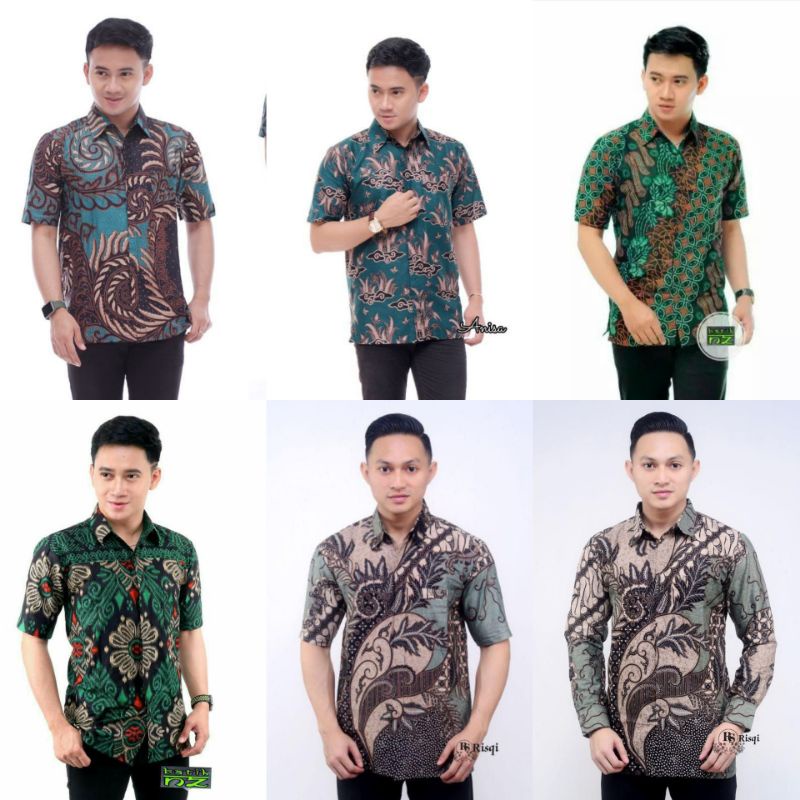 BAJU BATIK PRIA WARNA HIJAU LENGAN PENDEK TERBARU 2022