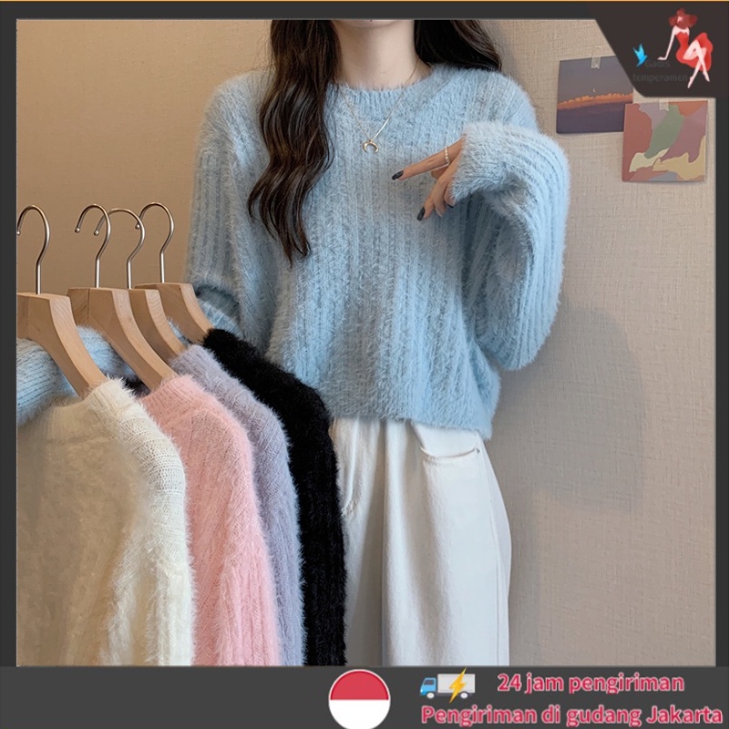 Knitwear Polos Wanita Lengan Panjang Casual Sweater Korea