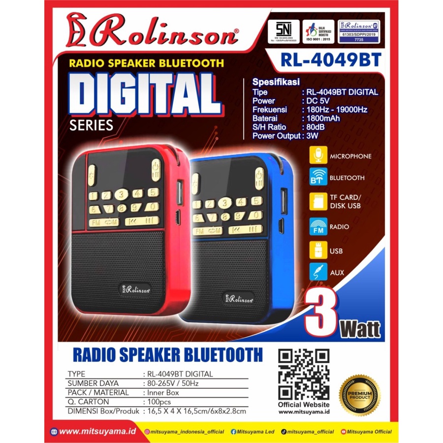 Barangunik2021 -Radio Speaker Bluetooth Rolinson Series Digital (RL 4049BT DIGITAL)