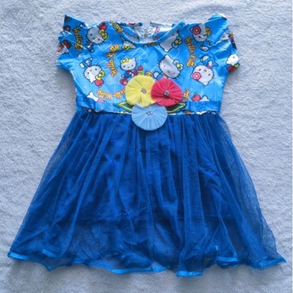 Dress anak 1 2 tahun gaun anak tutu hellokitty lucu baju anak cewek rok shabi Hk( dress shabi hellokitty )