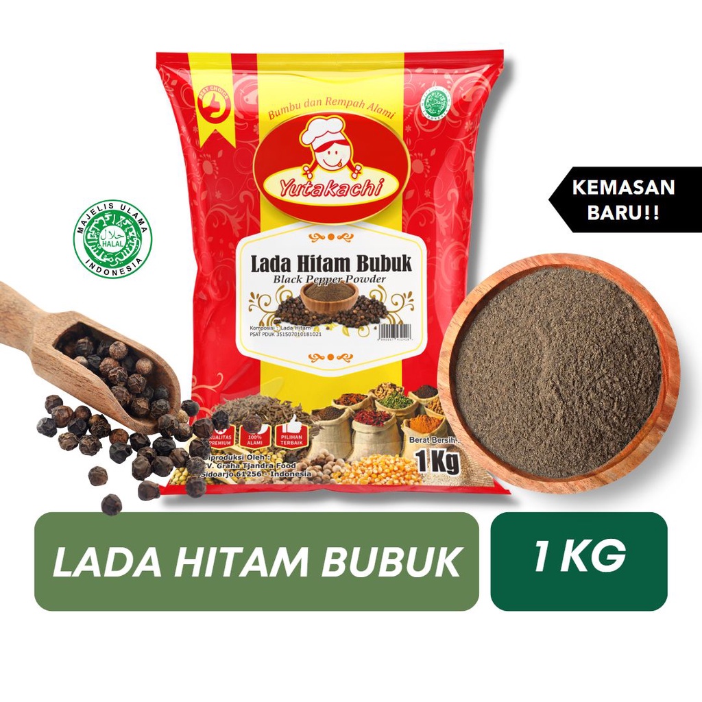 MURNI Lada Hitam Bubuk 1Kg Yutakachi /Blackpepper Powder /Black pepper/ Merica Bubuk /Pusat Bumbu