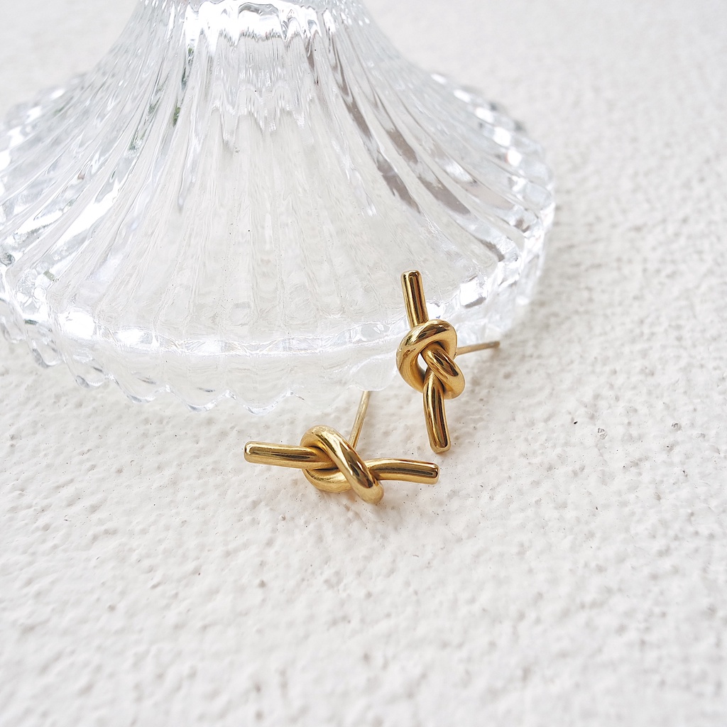 KNOT EARRINGS / ANTING BASIC - STAINLESS STEEL - ANTI KARAT