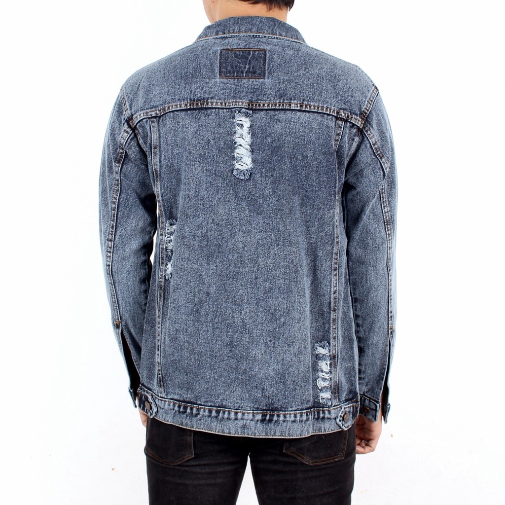 TURUN HARGA ! Jaket Denim Graywash Blue Snaw Black Original Flower Country - Jacket Jeans Pria Murah