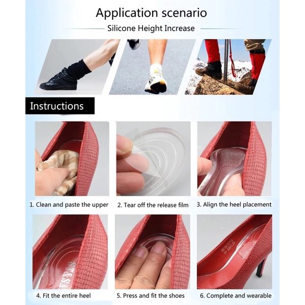 Insole Sepatu Silikon Alas Sol Sepatu Penambah Tinggi Peninggi Badan