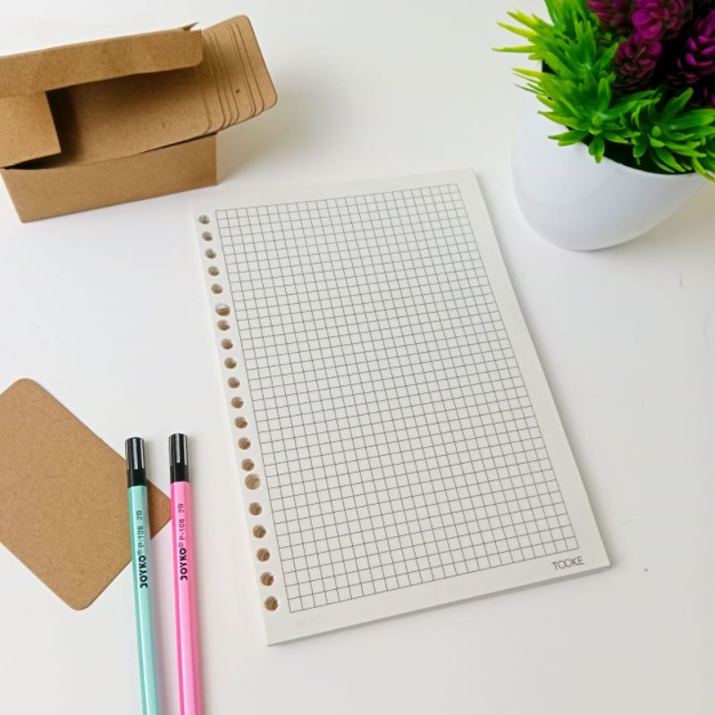 

LOOSE LEAF GRID A5 KERTAS BINDER BAHAN BOOKPAPER CREAM