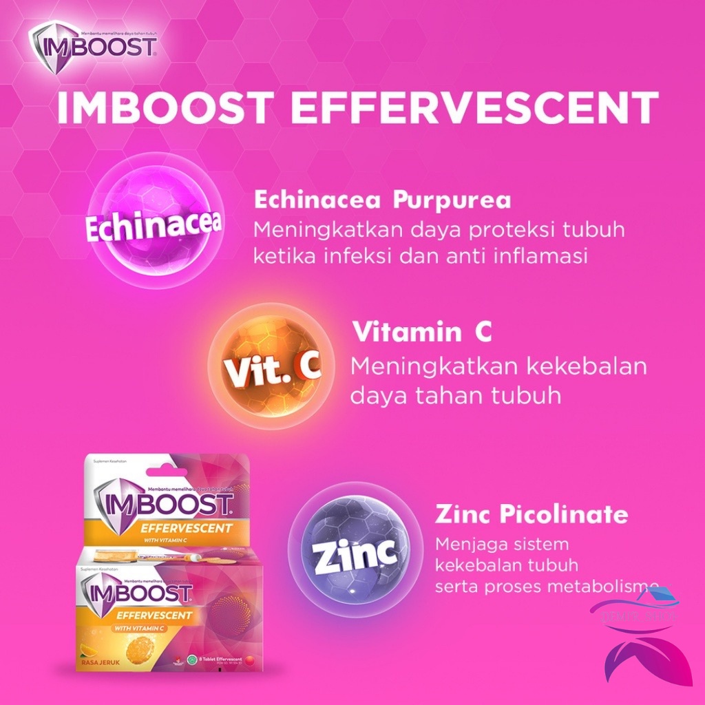 Imboost Effervescent Rasa Jeruk 8 Tablet Suplemen Daya Tahan Tubuh