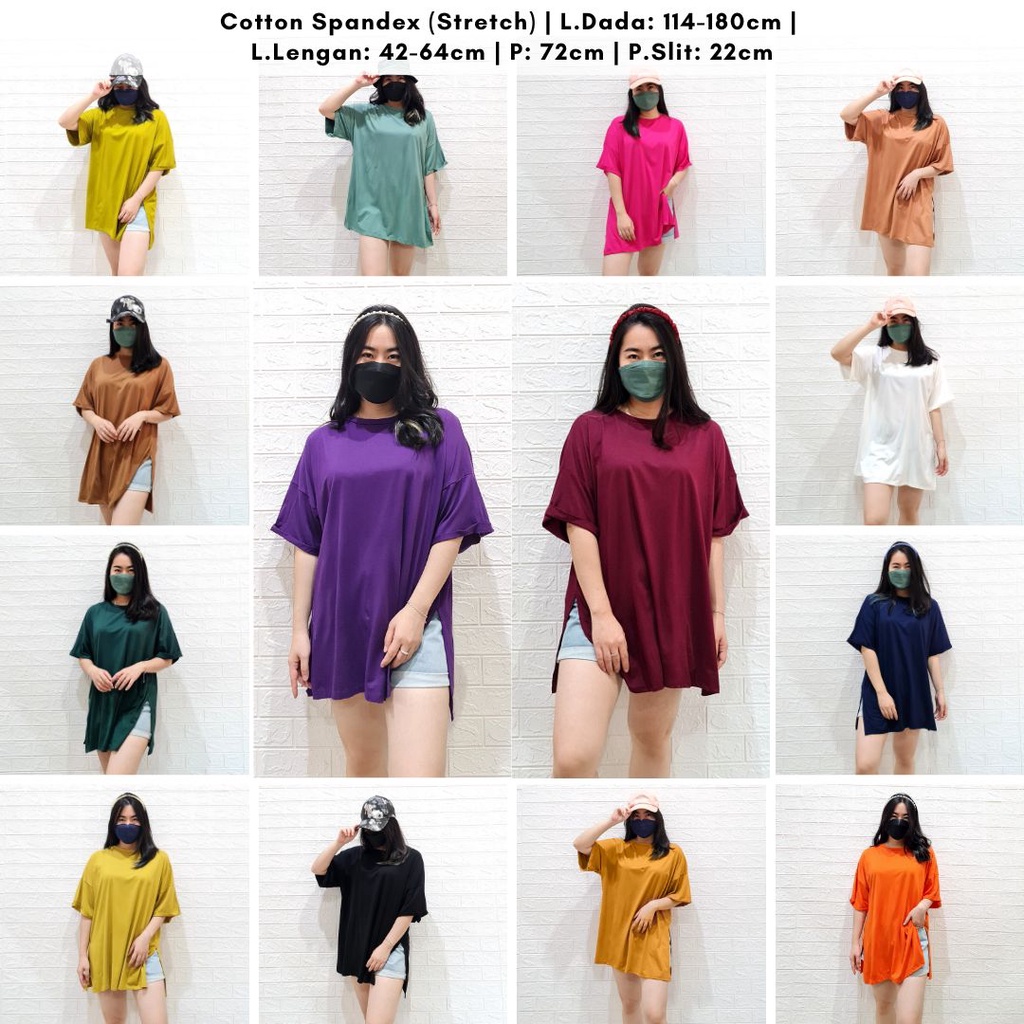 3962 kaos basic oversized slit bigsize kaos polos bubble besar s-xxl