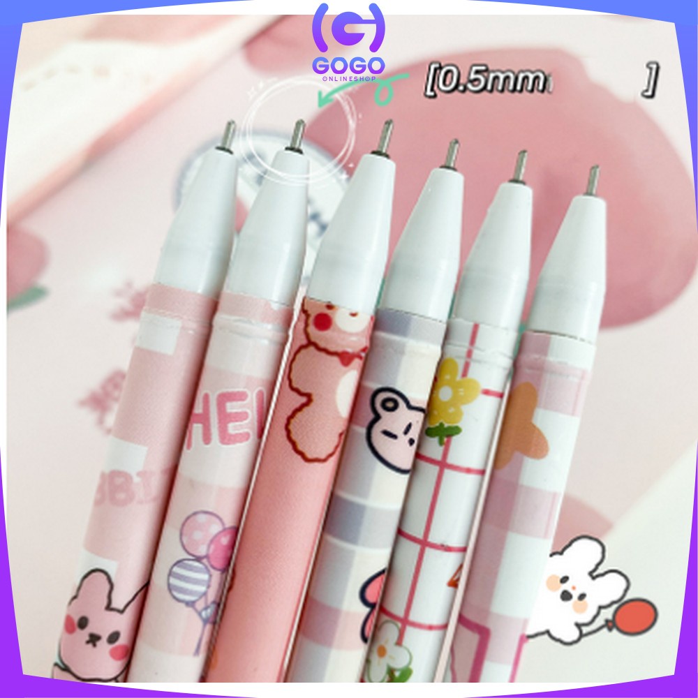 GOGO-A42 Pulpen Gel Hapus Karakter Animal isi 6 pcs / Pulpen Erasable / Bolpoin Tinta Bisa Di Hapus Alat Tulis Sekolah