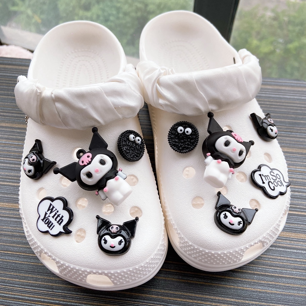 ❤️Kuromi❤️ 10pcs Liontin Sepatu Desain Kuromi Crocs Jibbitz | Jibbitz Gantungan Sepatu Bentuk Crocs