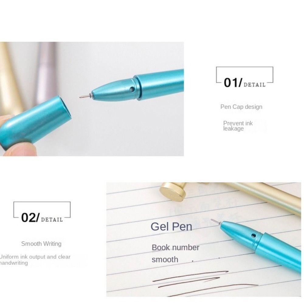 【 ELEGANT 】 Hammer Neutral Pen 0.5mm Warna Metalik Tinta Biru Alat Kantor Mengambil Catatan Hadiah Lucu Penandatanganan Pen