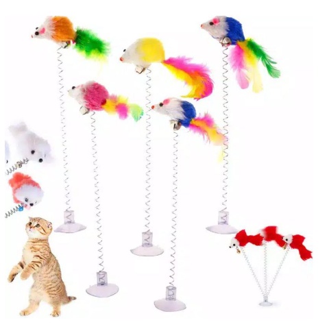Mainan Kucing Bulu Tikus Goyang Tongkat PER TIKUS Spring Rat Cat Toys