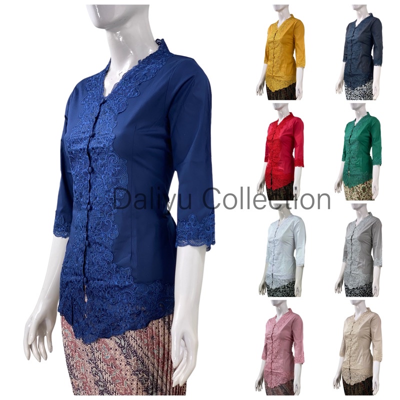 ESS02 - Daliyu KEBAYA ENCIM LENGAN 7/8 BORDIR SENADA Katun Stretch / Kebaya Wisuda / S M L XL