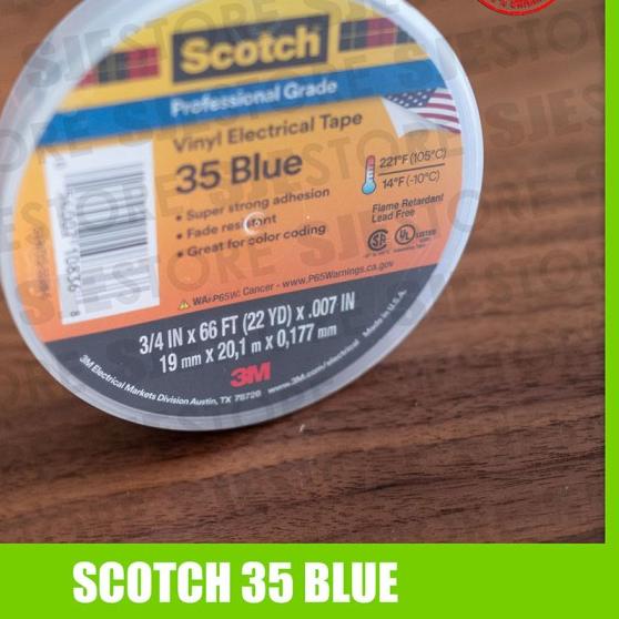 Isolasi Listrik 3M Scotch 35 Vinyl Electrical Tape Biru